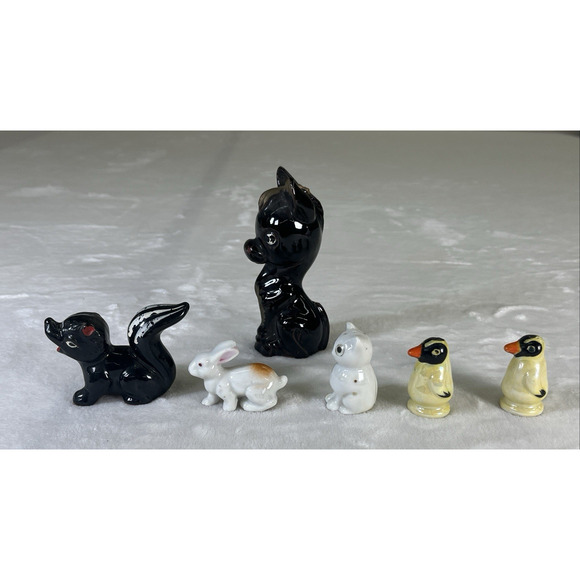 Vintage Anthropomorphic Redware Japan Lot of 6 Donkey Skunk Rabbit Penguin + - Picture 2 of 15